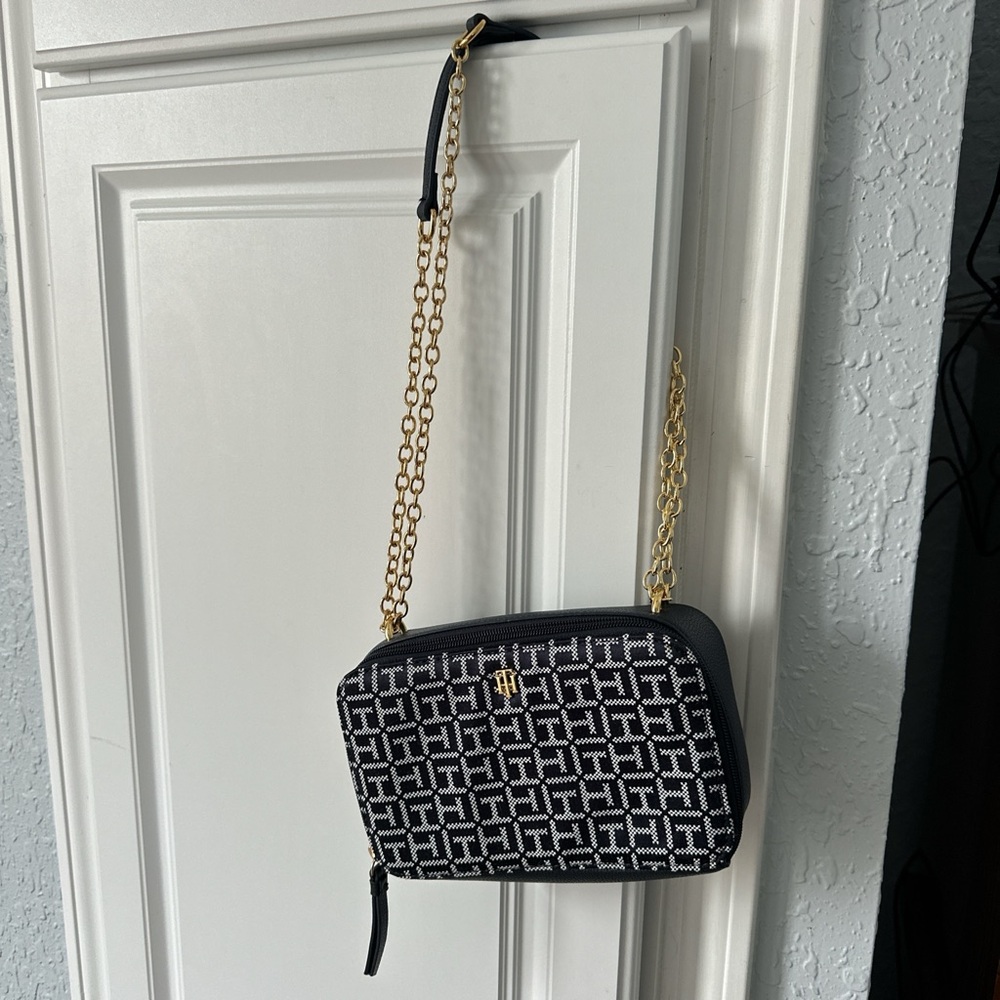 Tommy Hilfiger Monogram Navy and White Crossbody Bag